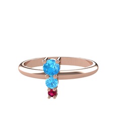 Madga Yüzük - Akuamarin ve rodolit garnet 18 ayar rose altın yüzük #19jsrov