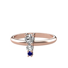 Swarovski, beyaz zirkon ve lab safir 8 ayar rose altın yüzük