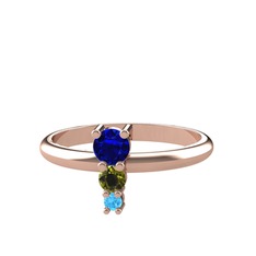 Madga Yüzük - Lab safir, peridot ve akuamarin 14 ayar rose altın yüzük #1a1h52c