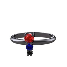 Madga Yüzük - Garnet, lab safir ve siyah zirkon 925 ayar siyah rodyum kaplama gümüş yüzük #1axcot6