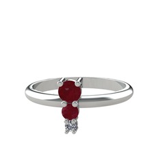 Madga Yüzük - Kök yakut ve pırlanta 18 ayar beyaz altın yüzük (0.036 karat) #1bc9mlg