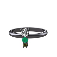 Madga Yüzük - Swarovski, kök zümrüt ve peridot 925 ayar siyah rodyum kaplama gümüş yüzük #1cuoei9