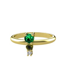 Madga Yüzük - Yeşil kuvars, peridot ve swarovski 18 ayar altın yüzük #1e62qwo
