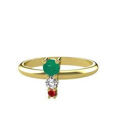 Madga Yüzük - Kök zümrüt, swarovski ve garnet 925 ayar altın kaplama gümüş yüzük #1ekzuxr