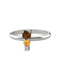 Madga Yüzük - Dumanlı kuvars, sitrin ve swarovski 925 ayar gümüş yüzük #1f7hn21