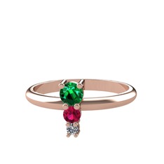 Madga Yüzük - Yeşil kuvars, rodolit garnet ve pırlanta 18 ayar rose altın yüzük (0.036 karat) #1fqlyuq