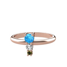 Madga Yüzük - Akuamarin, swarovski ve peridot 8 ayar rose altın yüzük #1fr8zzv