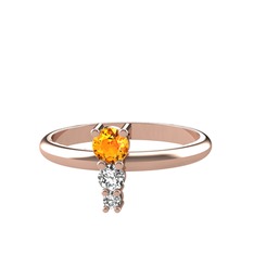 Madga Yüzük - Sitrin, beyaz zirkon ve swarovski 925 ayar rose altın kaplama gümüş yüzük #1g0i8v3