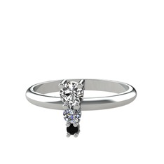 Madga Yüzük - Swarovski, pırlanta ve siyah zirkon 14 ayar beyaz altın yüzük (0.11 karat) #1g5cxna