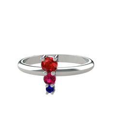 Garnet, rodolit garnet ve lab safir 8 ayar beyaz altın yüzük