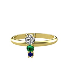 Madga Yüzük - Beyaz zirkon, yeşil kuvars ve lab safir 8 ayar altın yüzük #1hhvc0o