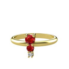 Garnet ve beyaz zirkon 14 ayar altın yüzük