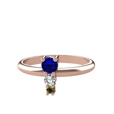 Madga Yüzük - Lab safir, swarovski ve peridot 18 ayar rose altın yüzük #1hnphzz