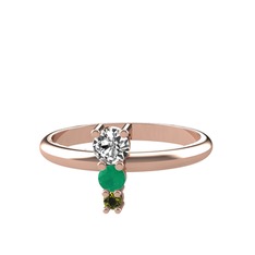 Madga Yüzük - Swarovski, kök zümrüt ve peridot 925 ayar rose altın kaplama gümüş yüzük #1j8omw7