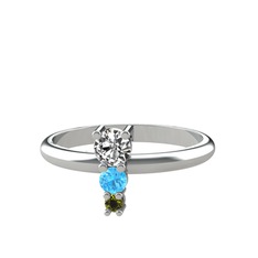 Madga Yüzük - Swarovski, akuamarin ve peridot 14 ayar beyaz altın yüzük #1jvv0at