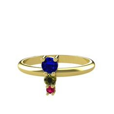 Madga Yüzük - Lab safir, peridot ve rodolit garnet 925 ayar altın kaplama gümüş yüzük #1k0ie7r