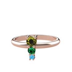 Madga Yüzük - Peridot, yeşil kuvars ve akuamarin 8 ayar rose altın yüzük #1kaxuzb