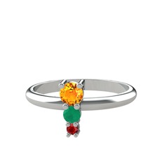 Madga Yüzük - Sitrin, kök zümrüt ve garnet 925 ayar gümüş yüzük #1kbpzer