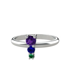 Madga Yüzük - Ametist, lab safir ve yeşil kuvars 925 ayar gümüş yüzük #1kmj7z9