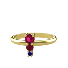Madga Yüzük - Rodolit garnet, kök yakut ve lab safir 14 ayar altın yüzük #1ktumag