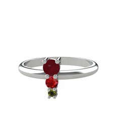 Madga Yüzük - Kök yakut, garnet ve peridot 8 ayar beyaz altın yüzük #1kvamar