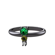 Madga Yüzük - Yeşil kuvars, peridot ve swarovski 925 ayar siyah rodyum kaplama gümüş yüzük #1kwg4d8