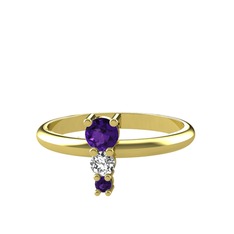 Madga Yüzük - Ametist ve swarovski 8 ayar altın yüzük #1l1x9ce
