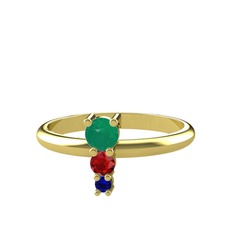 Madga Yüzük - Kök zümrüt, garnet ve lab safir 8 ayar altın yüzük #1m5cd0m