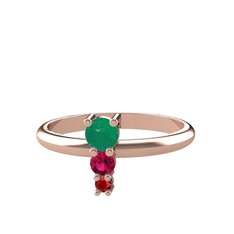 Kök zümrüt, rodolit garnet ve garnet 18 ayar rose altın yüzük