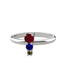 Madga Yüzük - Kök yakut, lab safir ve peridot 14 ayar beyaz altın yüzük #1nhohcx