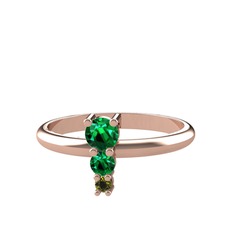 Yeşil kuvars ve peridot 18 ayar rose altın yüzük