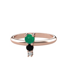 Madga Yüzük - Kök zümrüt, siyah zirkon ve swarovski 14 ayar rose altın yüzük #1oeghpw
