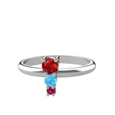 Garnet, akuamarin ve rodolit garnet 8 ayar beyaz altın yüzük