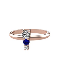 Madga Yüzük - Beyaz zirkon, lab safir ve swarovski 8 ayar rose altın yüzük #1pi90v8