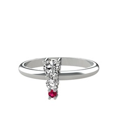 Swarovski ve rodolit garnet 8 ayar beyaz altın yüzük