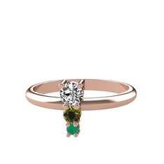 Madga Yüzük - Swarovski, peridot ve kök zümrüt 14 ayar rose altın yüzük #1pl6xai
