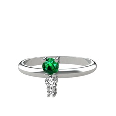 Madga Yüzük - Yeşil kuvars, swarovski ve beyaz zirkon 14 ayar beyaz altın yüzük #1q436aw