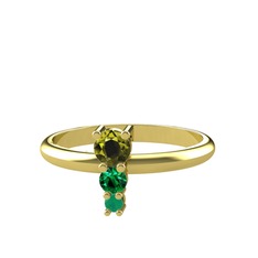 Madga Yüzük - Peridot, yeşil kuvars ve kök zümrüt 8 ayar altın yüzük #1q4839p