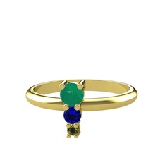 Madga Yüzük - Kök zümrüt, lab safir ve peridot 18 ayar altın yüzük #1qsesd9