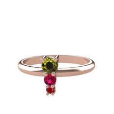 Madga Yüzük - Peridot, rodolit garnet ve garnet 925 ayar rose altın kaplama gümüş yüzük #1qshp0s
