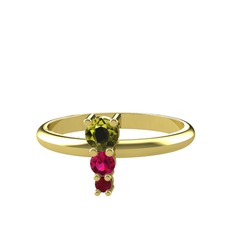 Madga Yüzük - Peridot, rodolit garnet ve kök yakut 18 ayar altın yüzük #1r0rf3f