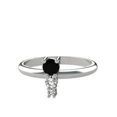 Siyah zirkon, beyaz zirkon ve swarovski 14 ayar beyaz altın yüzük