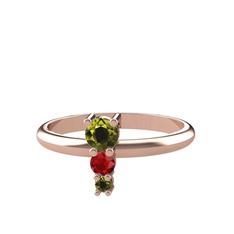 Madga Yüzük - Peridot ve garnet 8 ayar rose altın yüzük #1rfa7ev