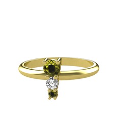 Madga Yüzük - Peridot ve swarovski 14 ayar altın yüzük #1sgsm9r