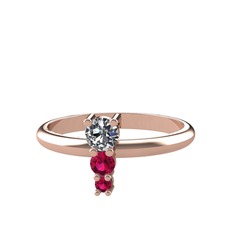 Madga Yüzük - Pırlanta ve rodolit garnet 18 ayar rose altın yüzük (0.18 karat) #1su6dbc