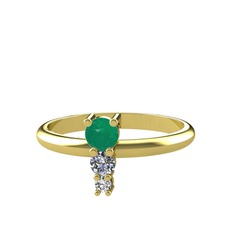 Madga Yüzük - Kök zümrüt, pırlanta ve swarovski 925 ayar altın kaplama gümüş yüzük (0.11 karat) #1t7sytx