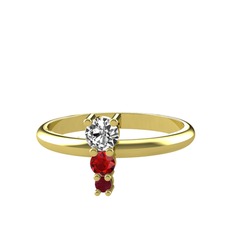 Madga Yüzük - Swarovski, garnet ve kök yakut 14 ayar altın yüzük #1togbl0