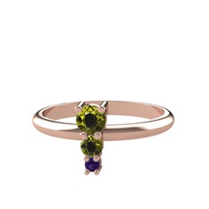 Madga Yüzük - Peridot ve ametist 8 ayar rose altın yüzük #1uef5cu