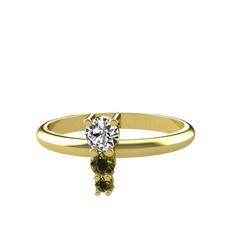 Madga Yüzük - Swarovski ve peridot 14 ayar altın yüzük #1v1oode