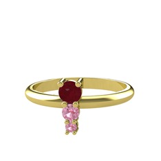 Madga Yüzük - Kök yakut ve pembe kuvars 8 ayar altın yüzük #1v2eceu